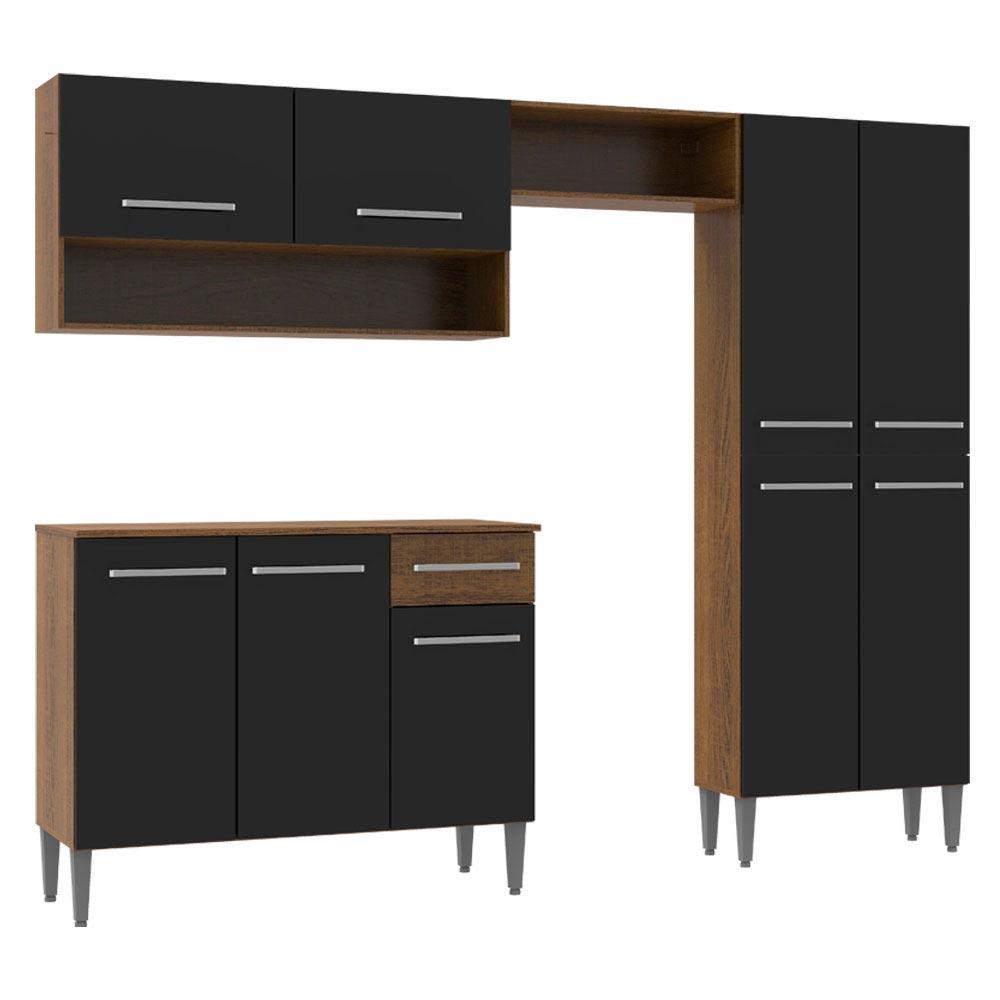 Armário de Cozinha Compacta Rustic/Preto Emilly Pop Madesa XA