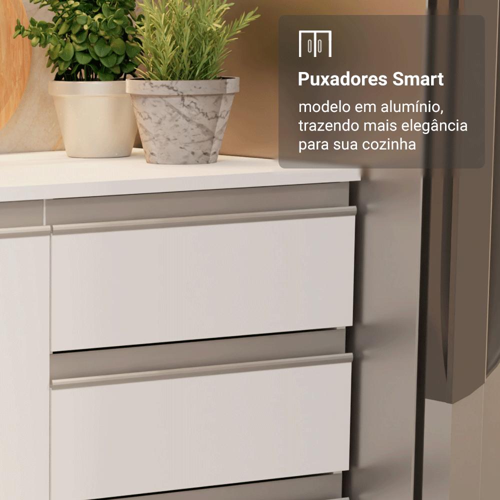 Armário de Cozinha Completa 100% MDF 310 cm Branco Smart 01