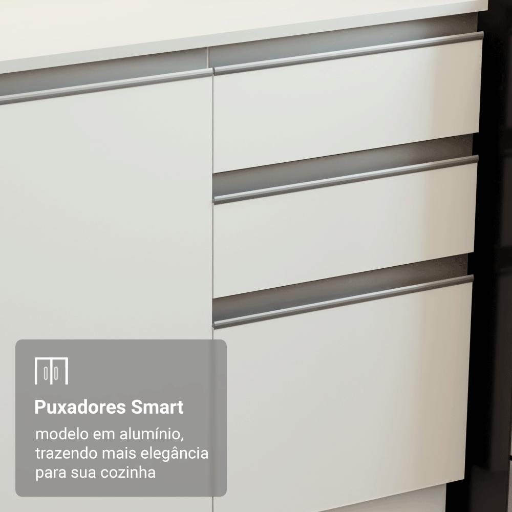 Armário de Cozinha Completa 100% MDF 310 cm Branco Smart 02
