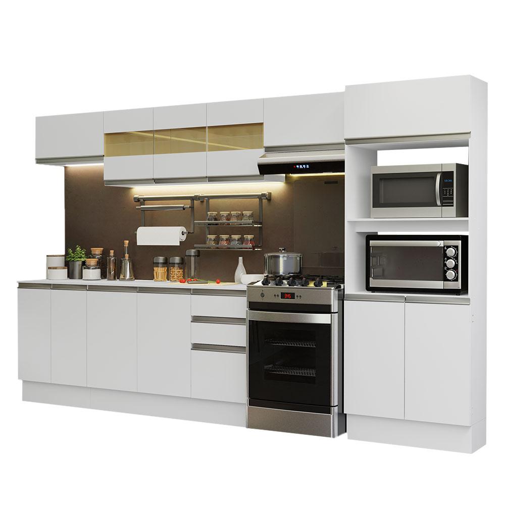 Armário de Cozinha Completa 100% MDF 310 cm Branco Smart 02 XA