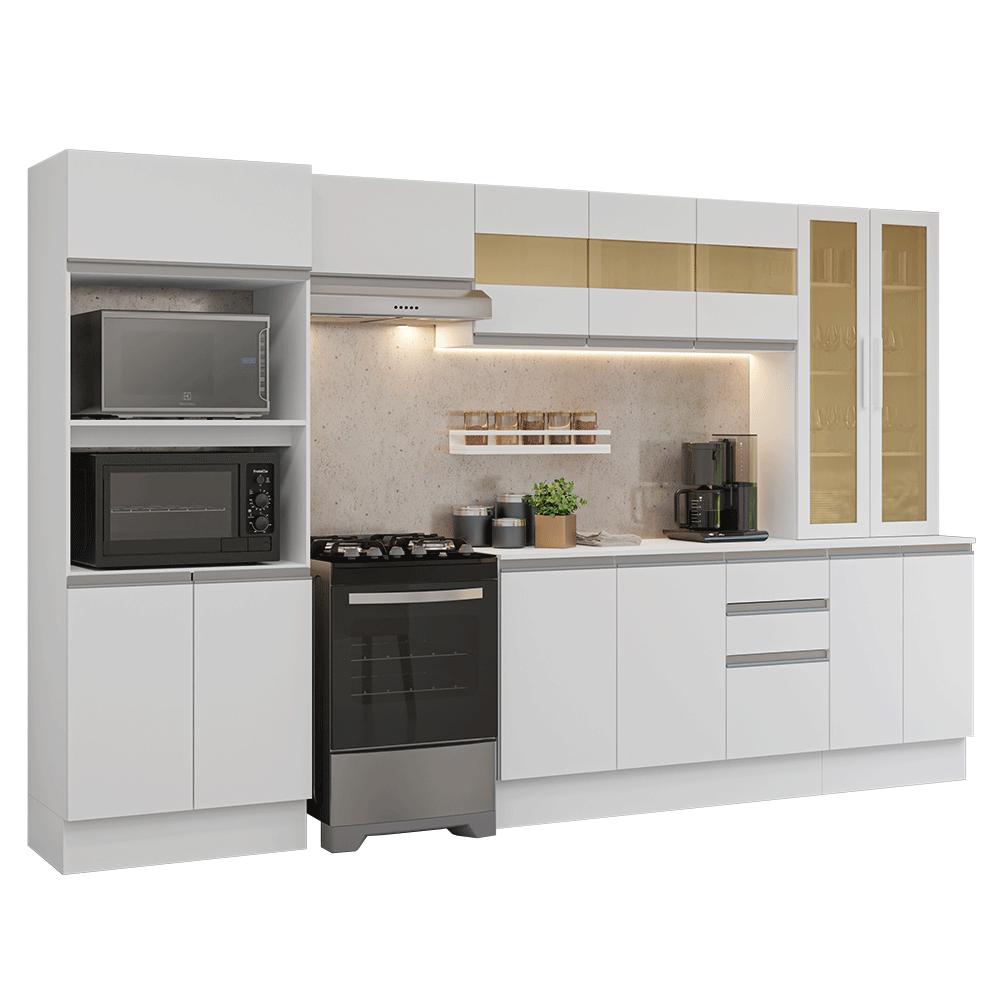 Armário de Cozinha Completa 100% MDF 310 cm Branco Smart Madesa 04