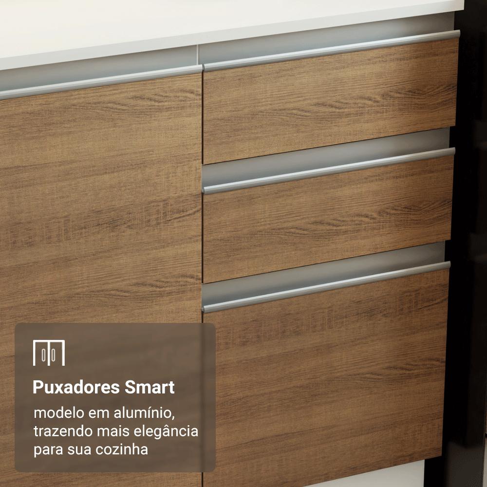 Armário de Cozinha Completa 100% MDF 310 cm Branco/Rustic/Crema Smart 01 XA