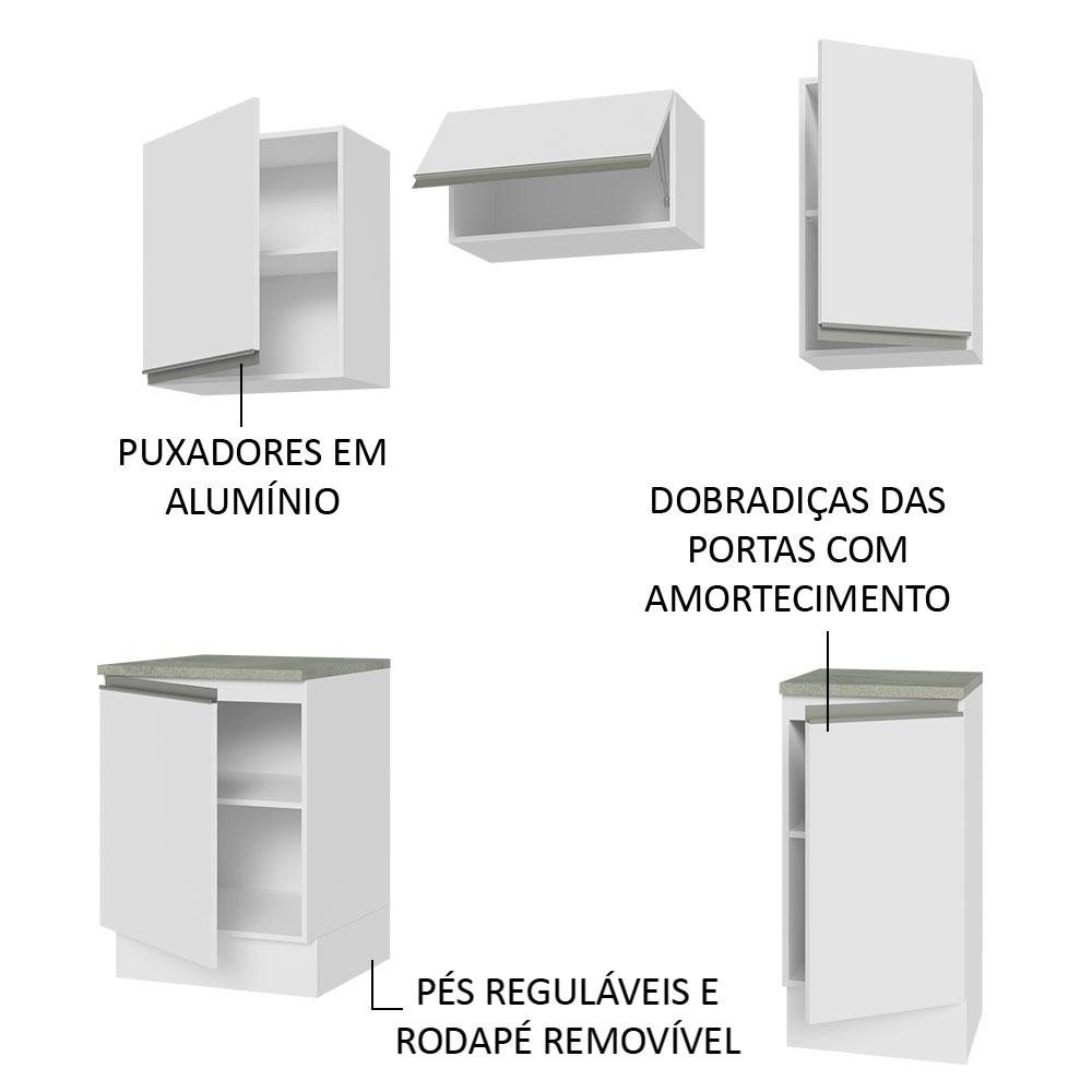 Armário de Cozinha Completa 160cm Branco Glamy Madesa 07