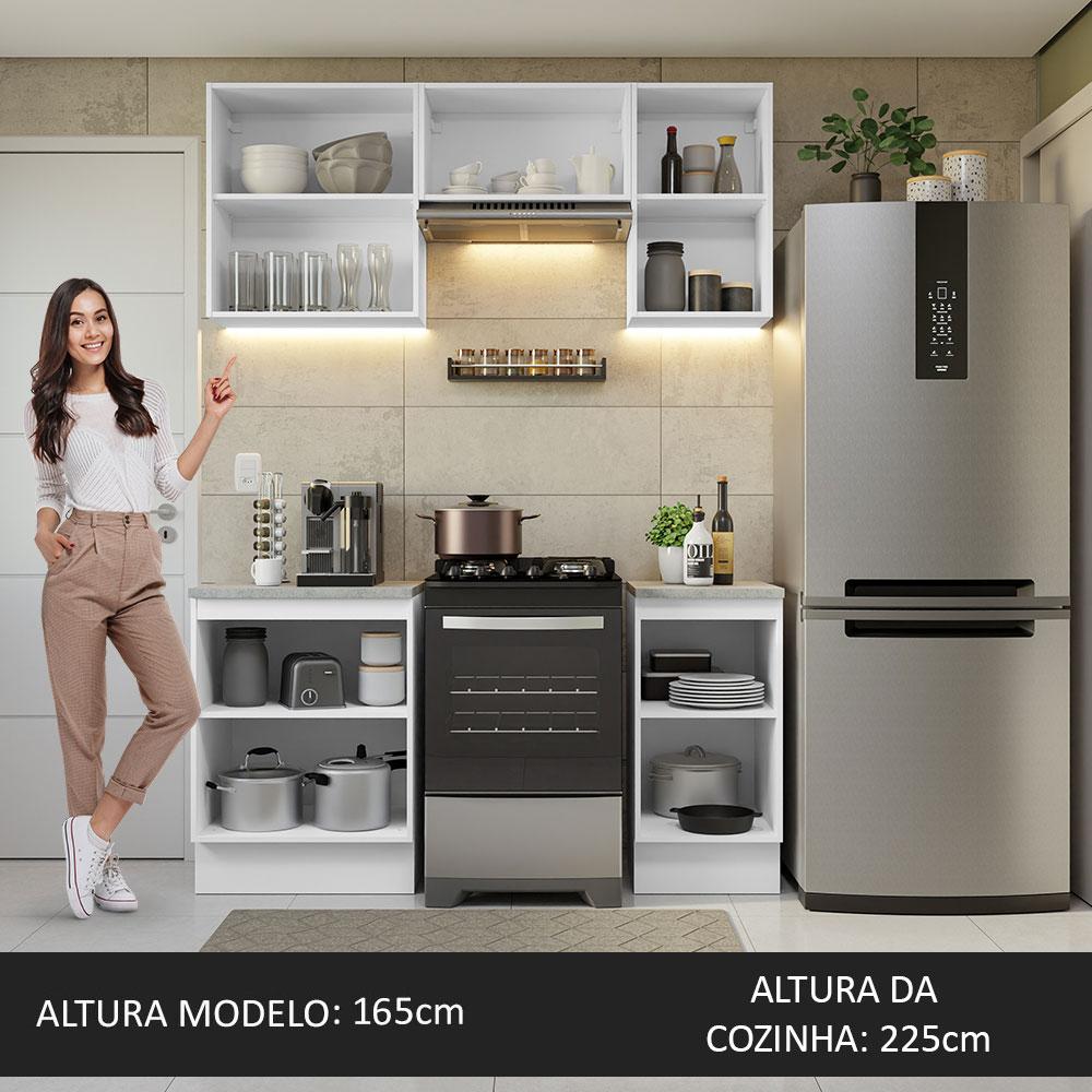 Armário de Cozinha Completa 160cm Branco Glamy Madesa 07