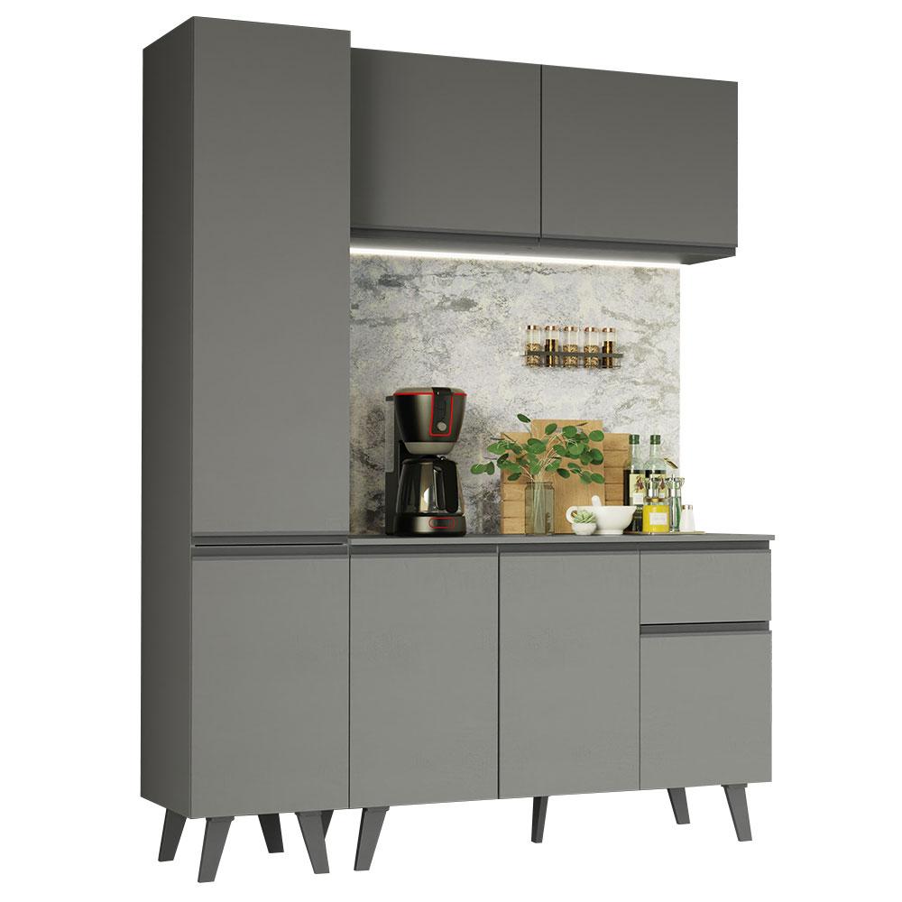 Armário de Cozinha Completa 160cm Cinza Nice Madesa 01