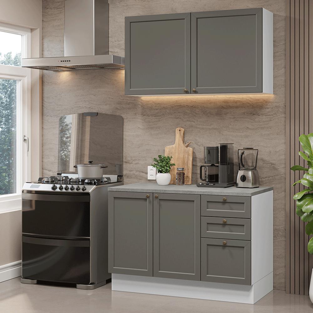 Armário de Cozinha Completa 180 cm Branco/Azul Vik Madesa 05