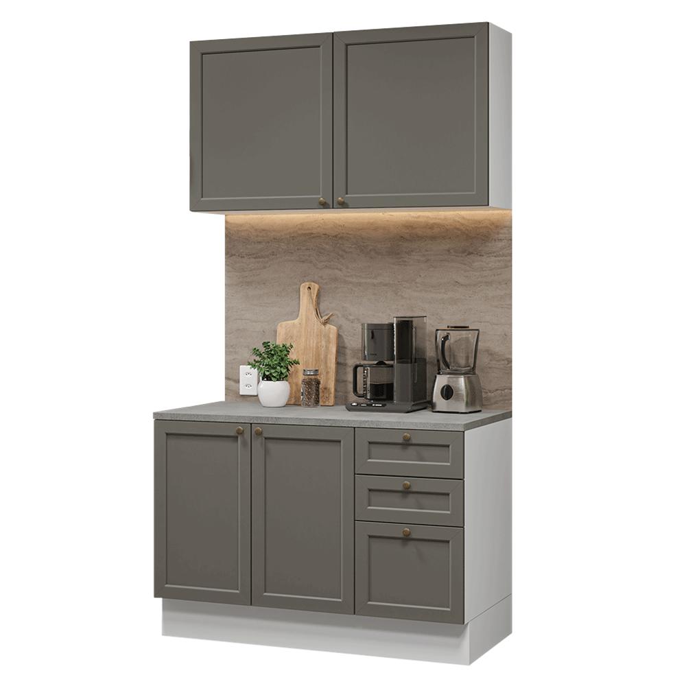 Armário de Cozinha Completa 180 cm Branco/Azul Vik Madesa 05