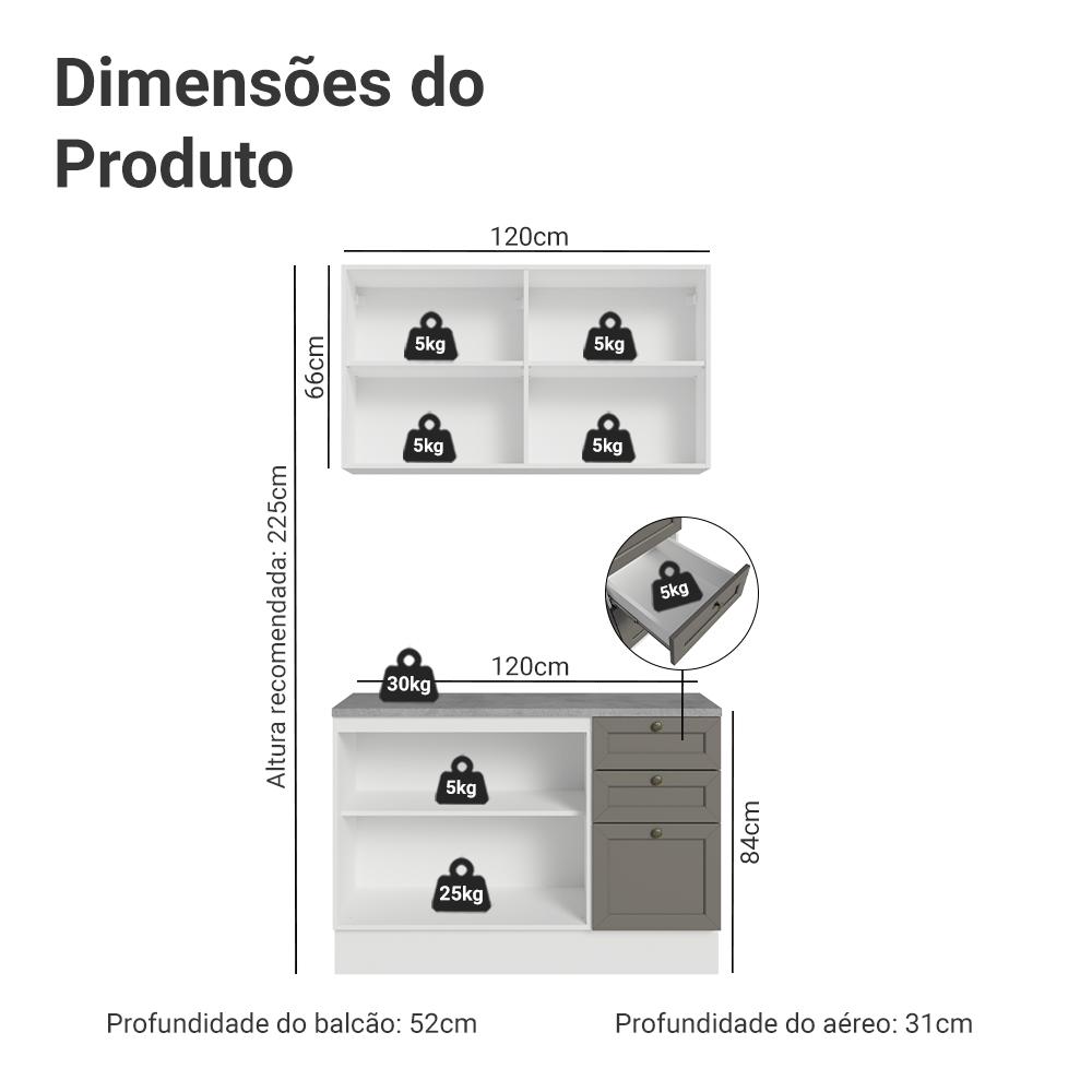 Armário de Cozinha Completa 180 cm Branco/Azul Vik Madesa 05