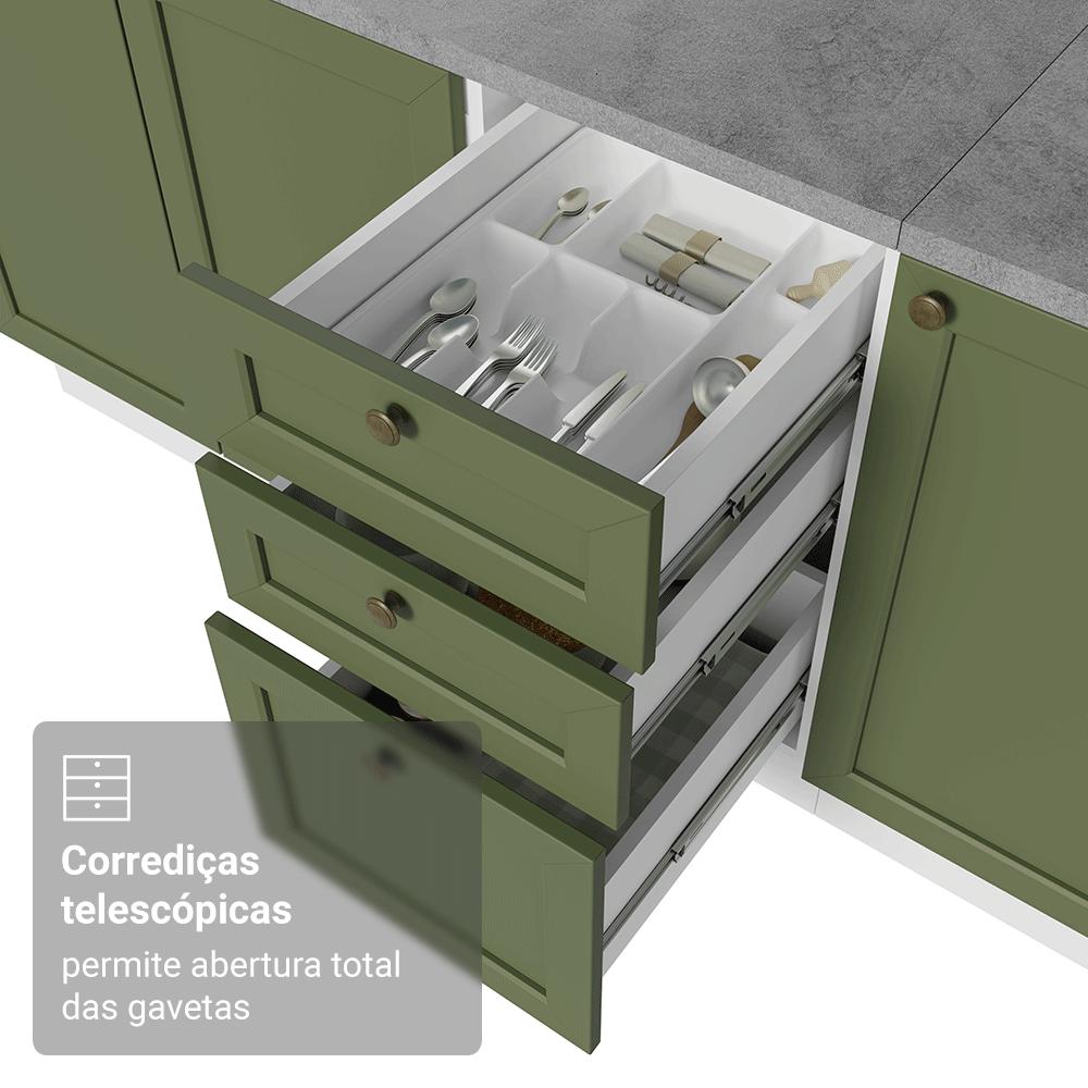 Armário de Cozinha Completa 180 cm Branco/Verde Vik Madesa 05