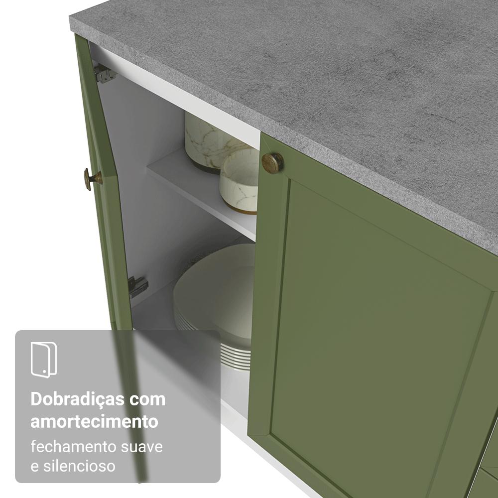 Armário de Cozinha Completa 180 cm Branco/Verde Vik Madesa 05