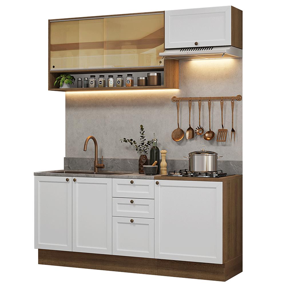 Armário de Cozinha Completa 180 cm Rustic/Branco Vik Madesa 05