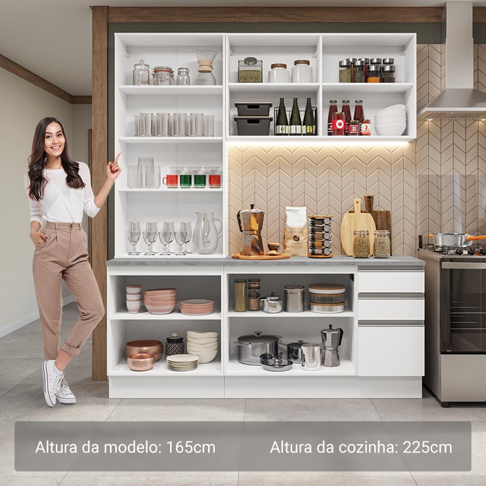 Armário de Cozinha Completa 190cm Branco Glamy Madesa 05