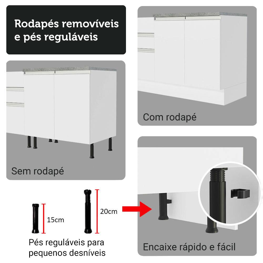 Armário de Cozinha Completa 190cm Branco Glamy Madesa 05