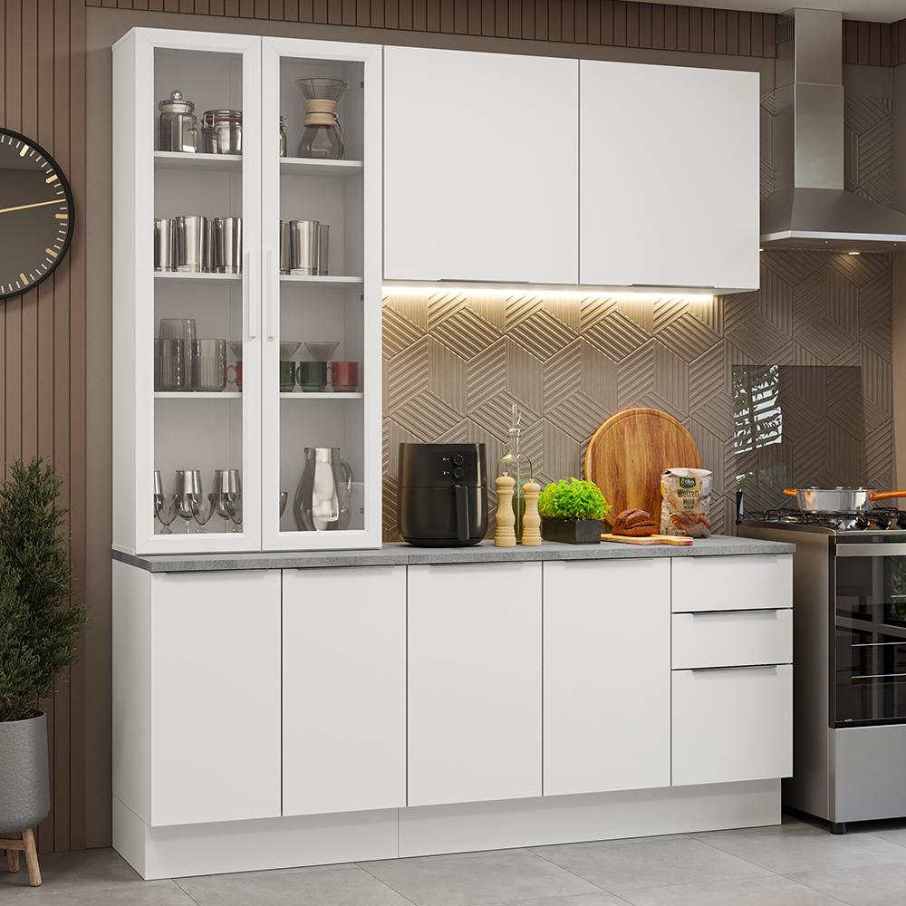 Armário de Cozinha Completa 190cm Branco Stella Madesa 03