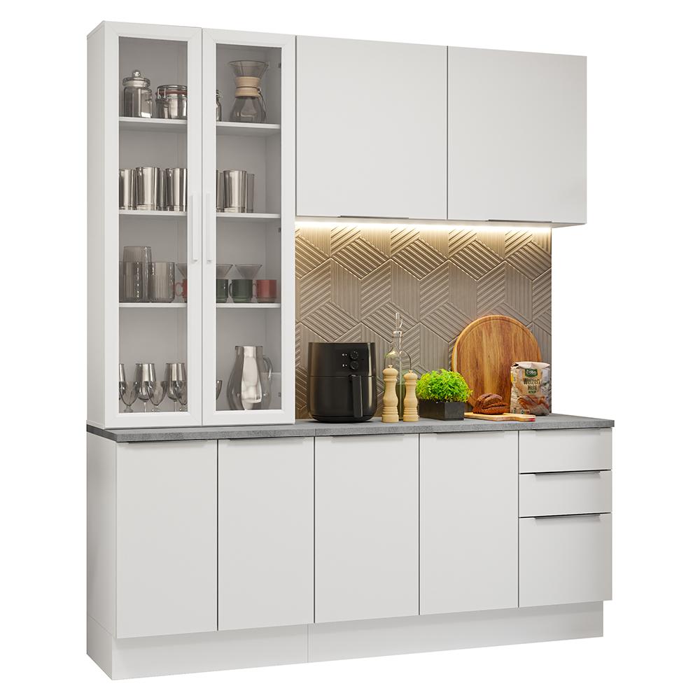 Armário de Cozinha Completa 190cm Branco Stella Madesa 03