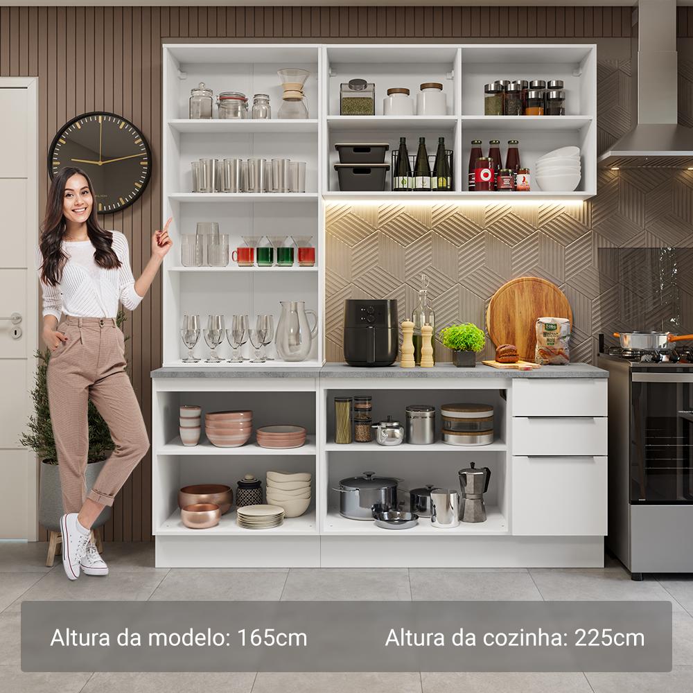 Armário de Cozinha Completa 190cm Branco Stella Madesa 03
