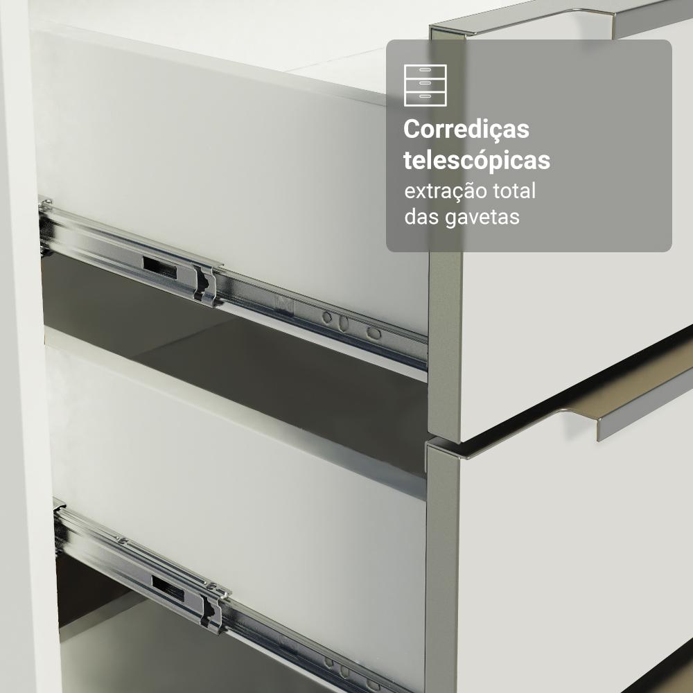 Armário de Cozinha Completa 190cm Branco Veludo Lux Madesa 02