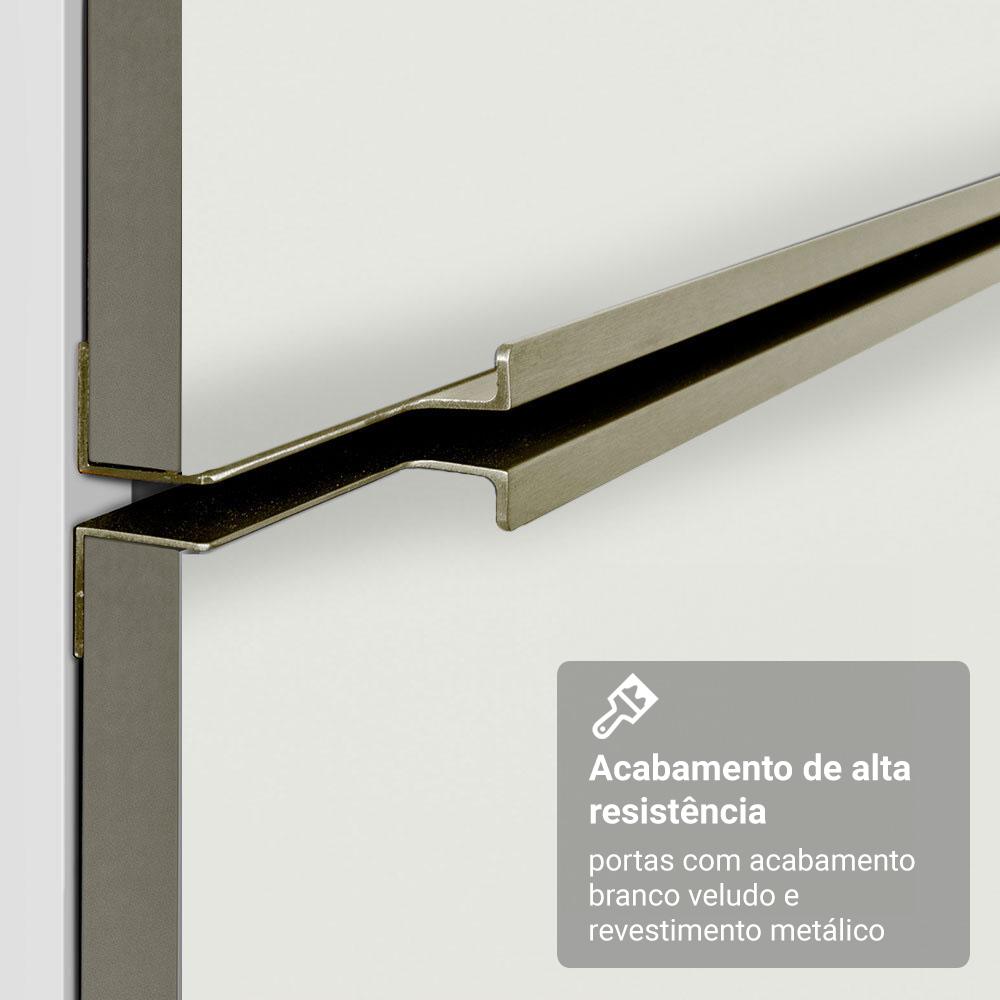 Armário de Cozinha Completa 190cm Branco Veludo Lux Madesa 02
