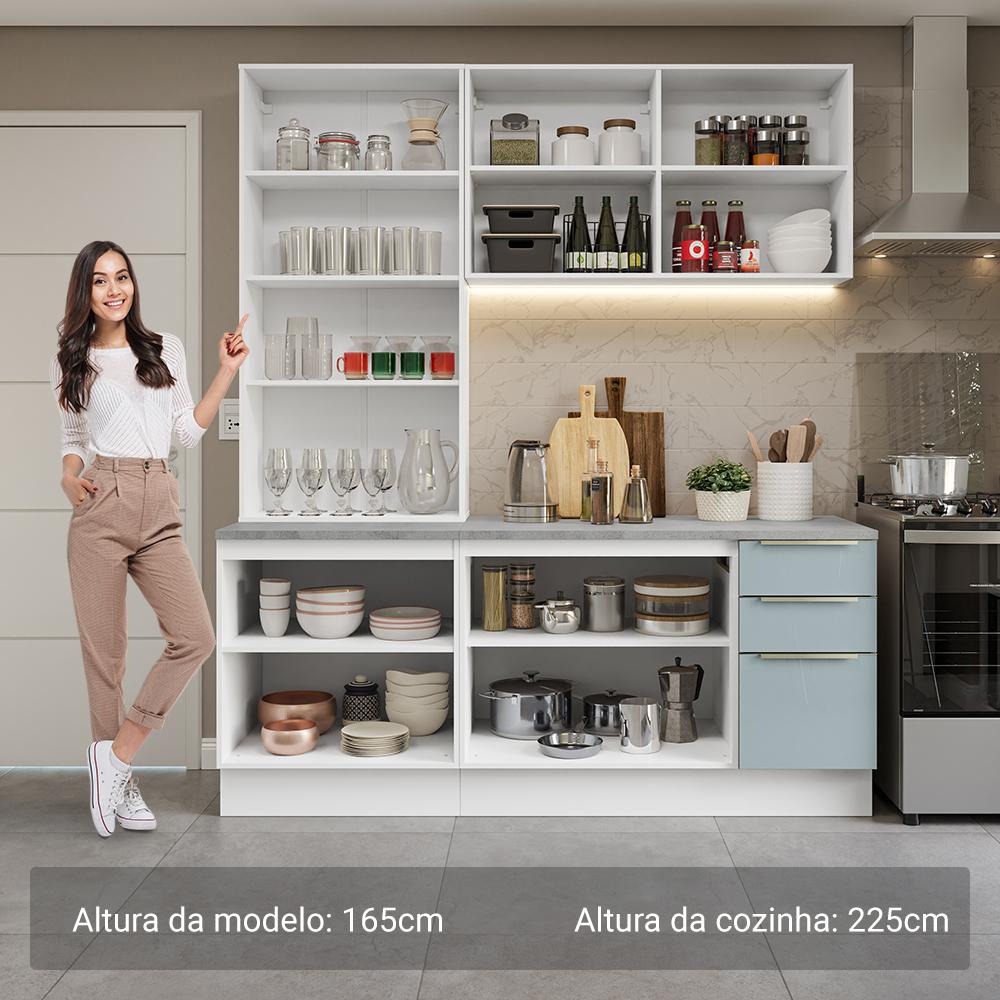 Armário de Cozinha Completa 190cm Branco/Cinza Lux Madesa 02