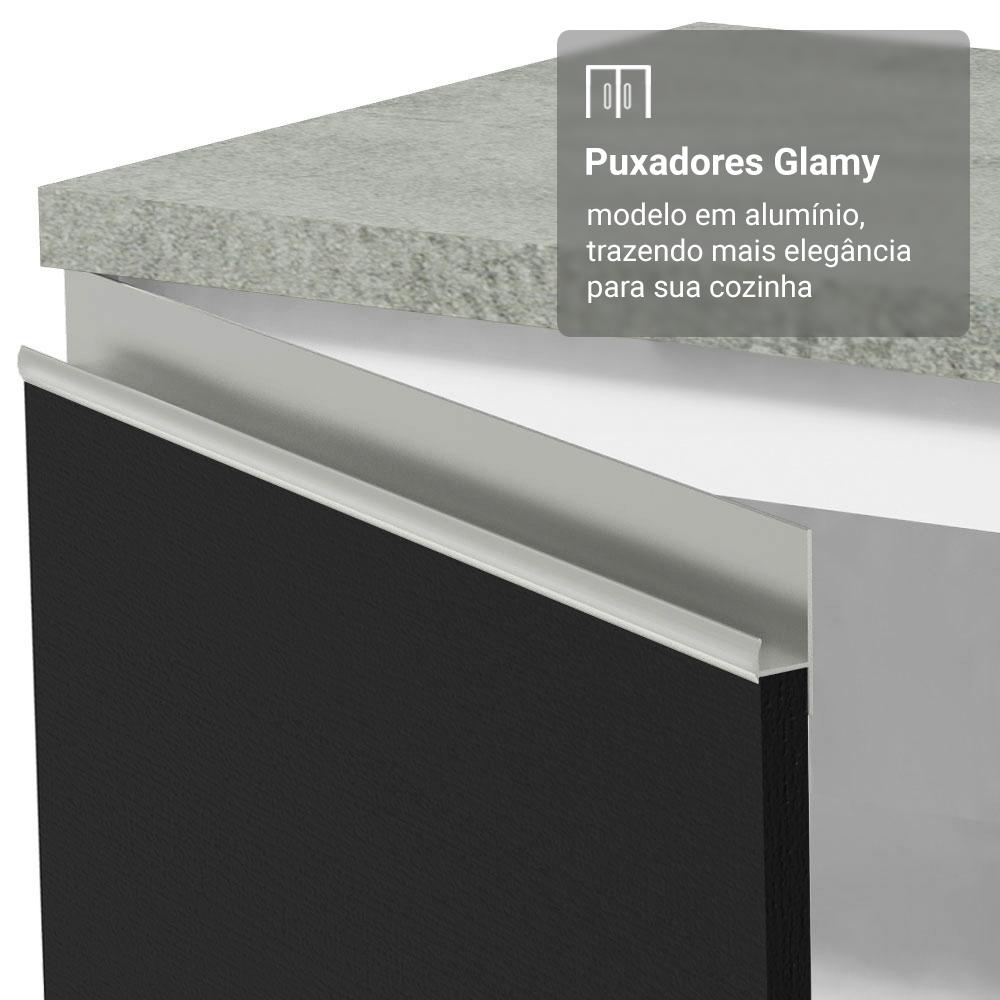 Armário de Cozinha Completa 190cm Branco/Preto Glamy Madesa 05
