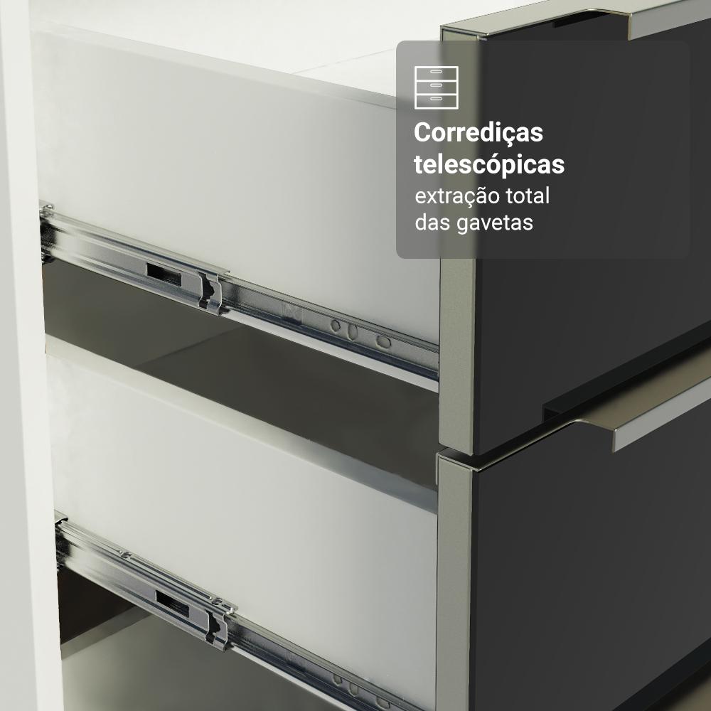 Armário de Cozinha Completa 190cm Branco/Preto Lux Madesa 02