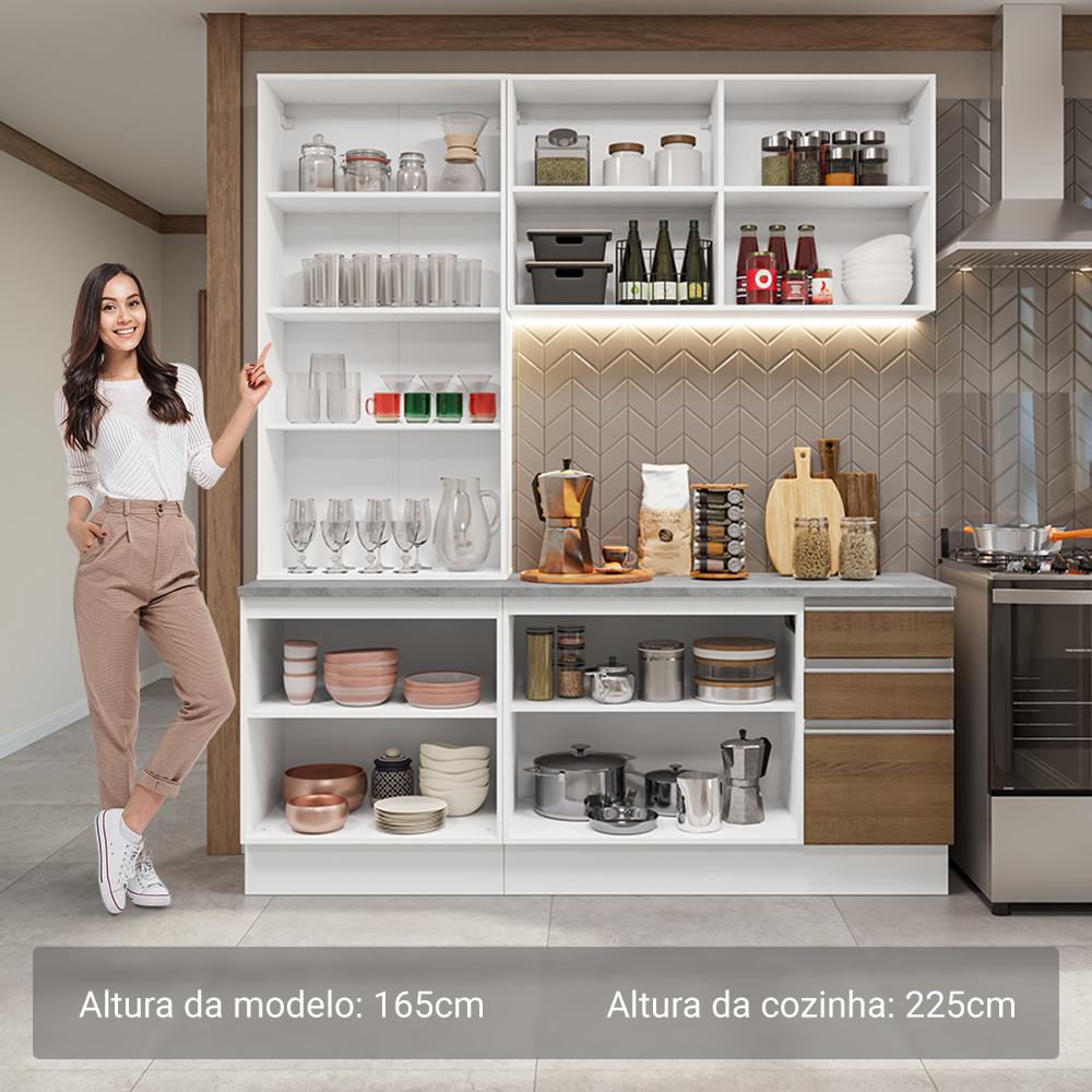 Armário de Cozinha Completa 190cm Branco/Rustic Glamy Madesa 05