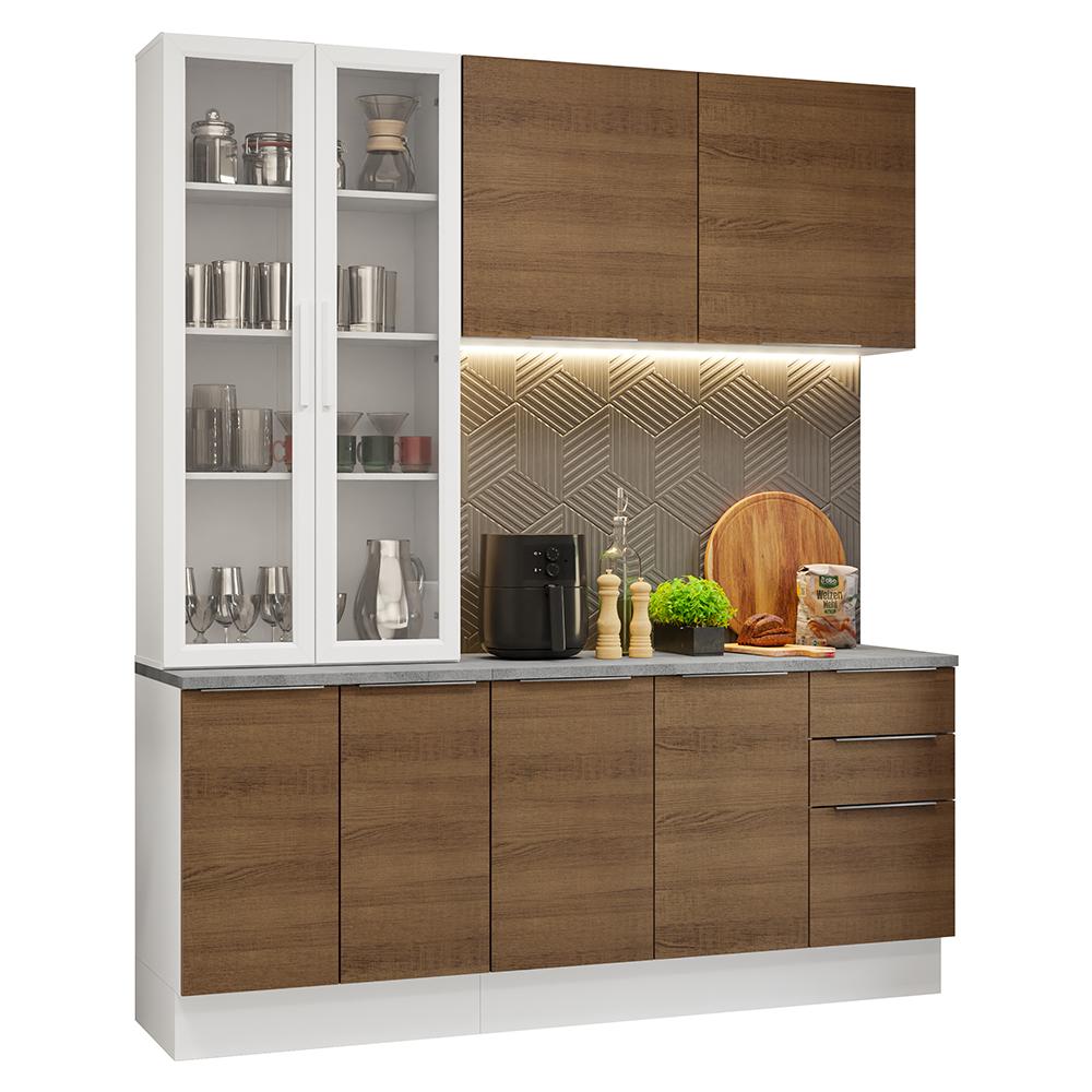 Armário de Cozinha Completa 190cm Branco/Rustic Stella Madesa 03