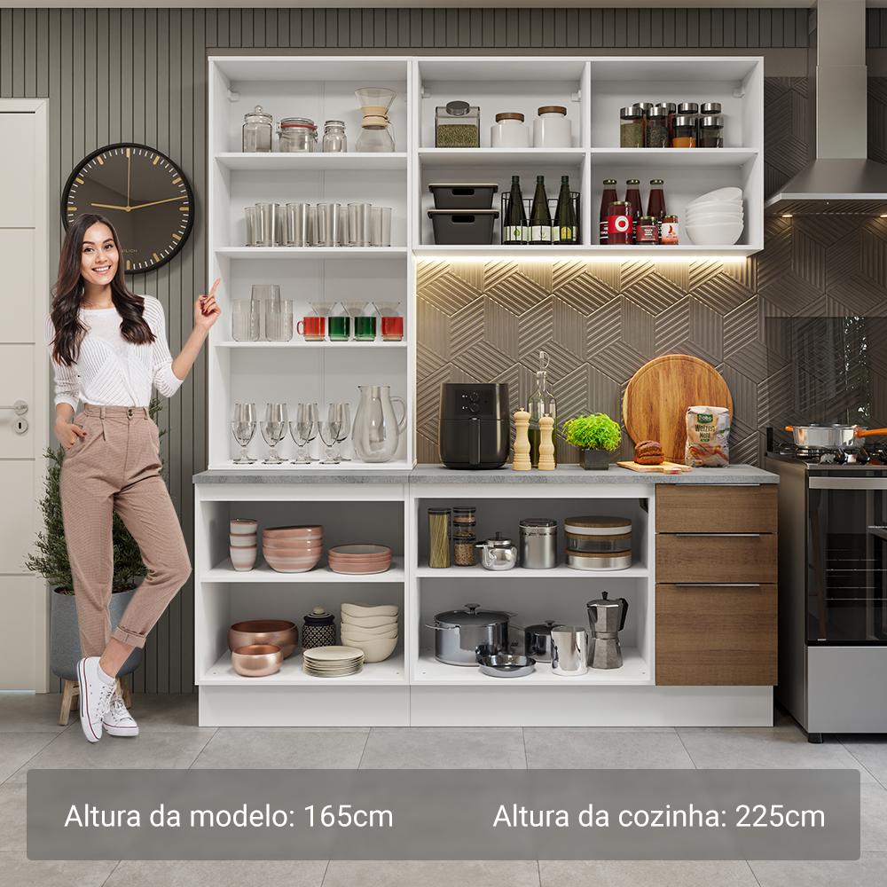 Armário de Cozinha Completa 190cm Branco/Rustic Stella Madesa 03