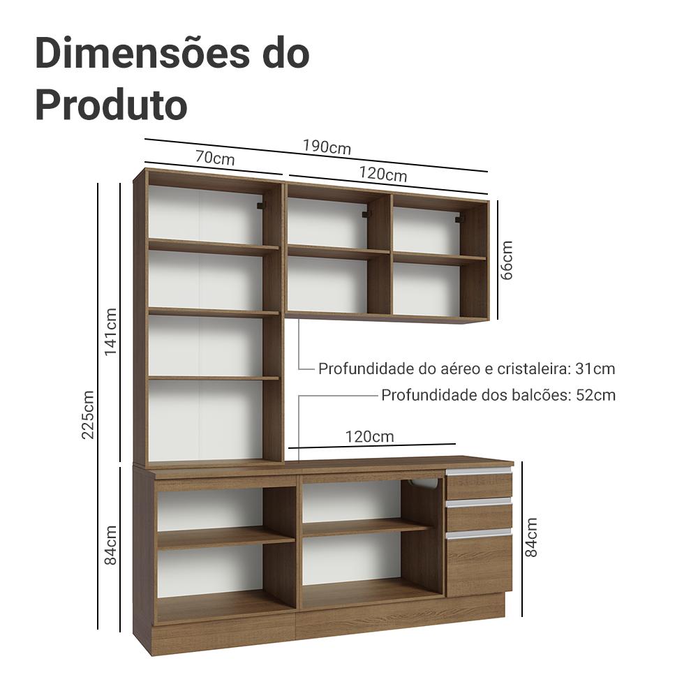 Armário de Cozinha Completa 190cm Rustic Glamy Madesa 05