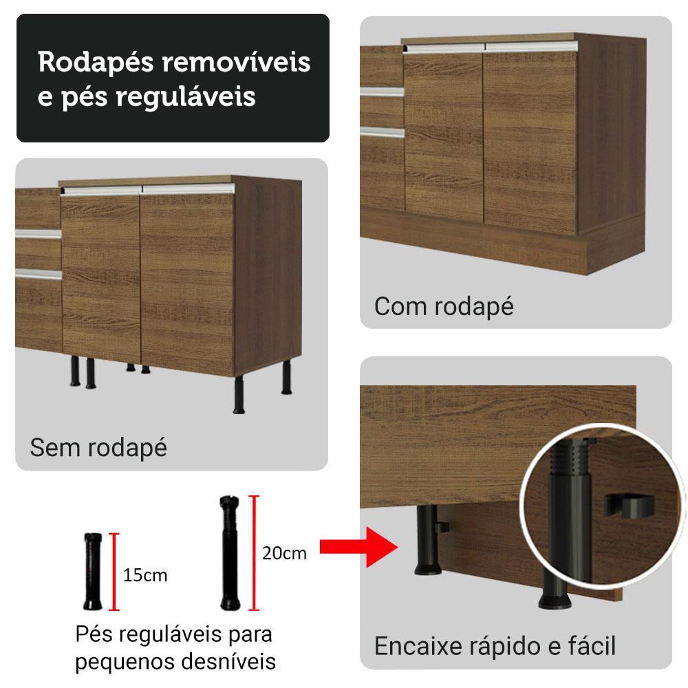 Armário de Cozinha Completa 190cm Rustic Glamy Madesa 05