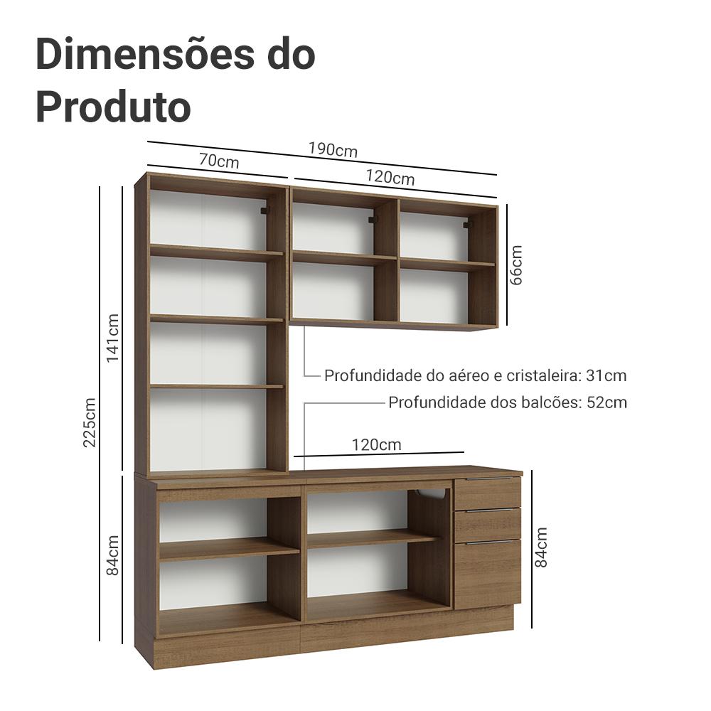 Armário de Cozinha Completa 190cm Rustic Stella Madesa 03