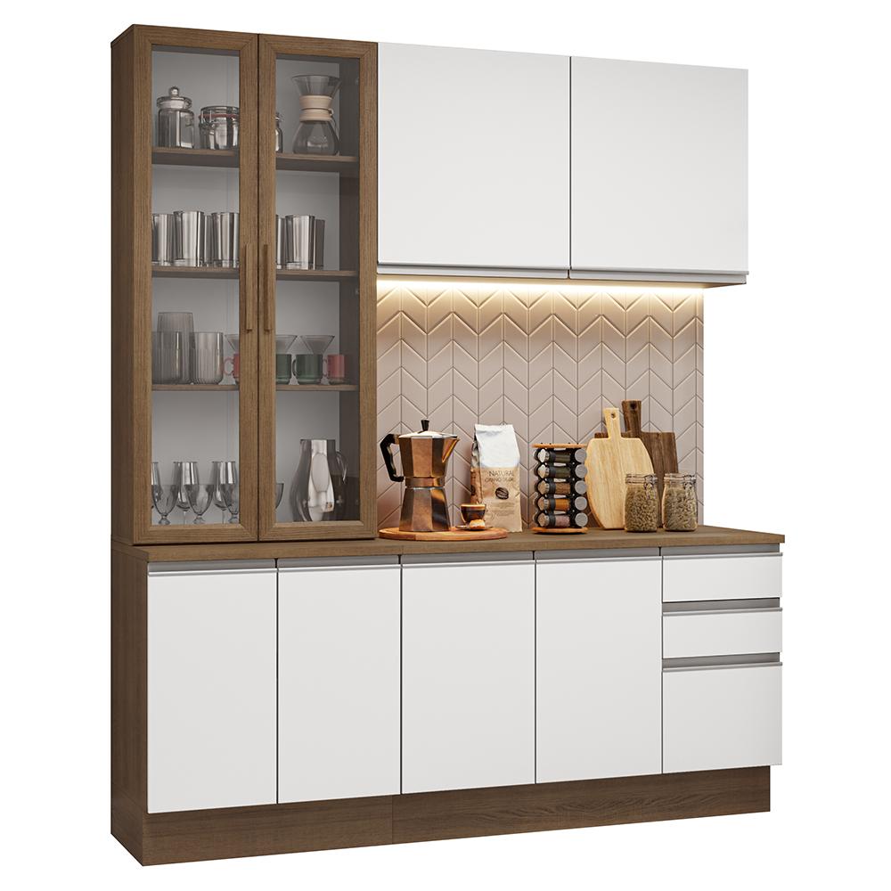Armário de Cozinha Completa 190cm Rustic/Branco Glamy Madesa 05
