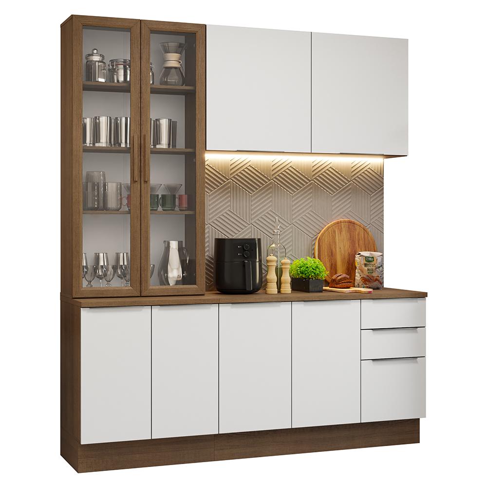 Armário de Cozinha Completa 190cm Rustic/Branco Stella Madesa 03