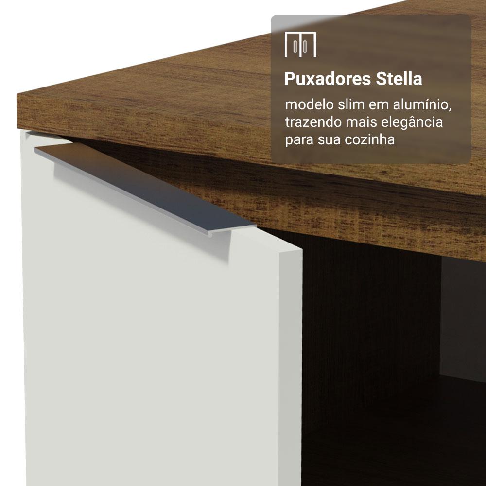 Armário de Cozinha Completa 190cm Rustic/Branco Stella Madesa 03