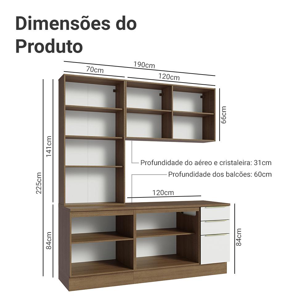 Armário de Cozinha Completa 190cm Rustic/Branco Veludo Lux Madesa 02