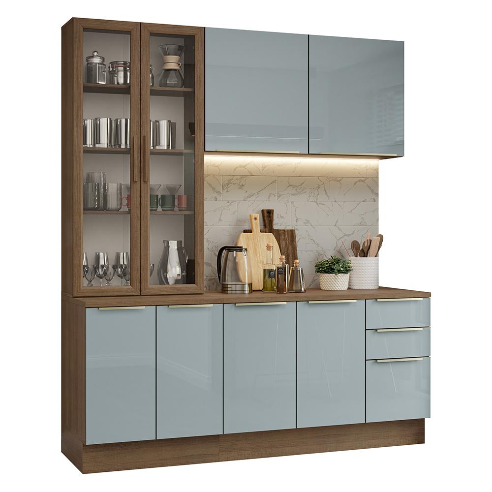 Armário de Cozinha Completa 190cm Rustic/Cinza Lux Madesa 02