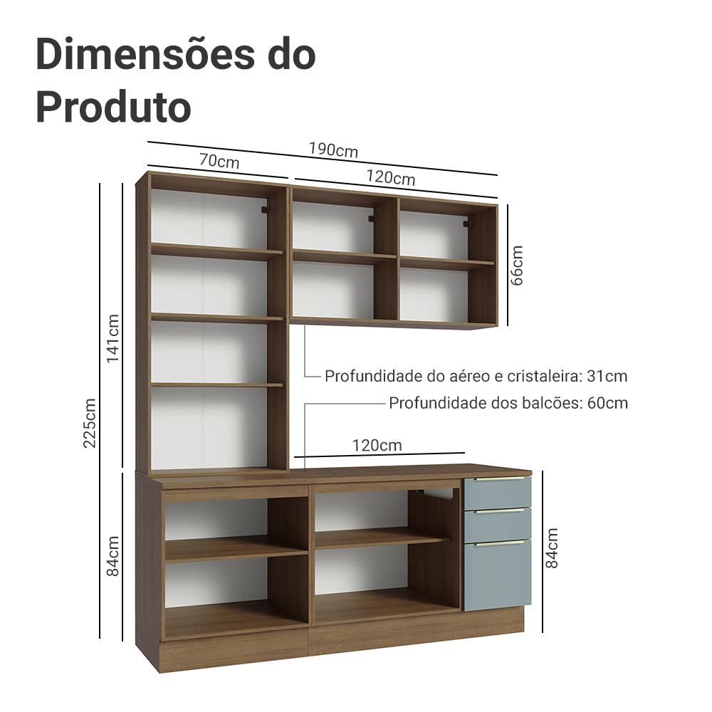 Armário de Cozinha Completa 190cm Rustic/Cinza Lux Madesa 02