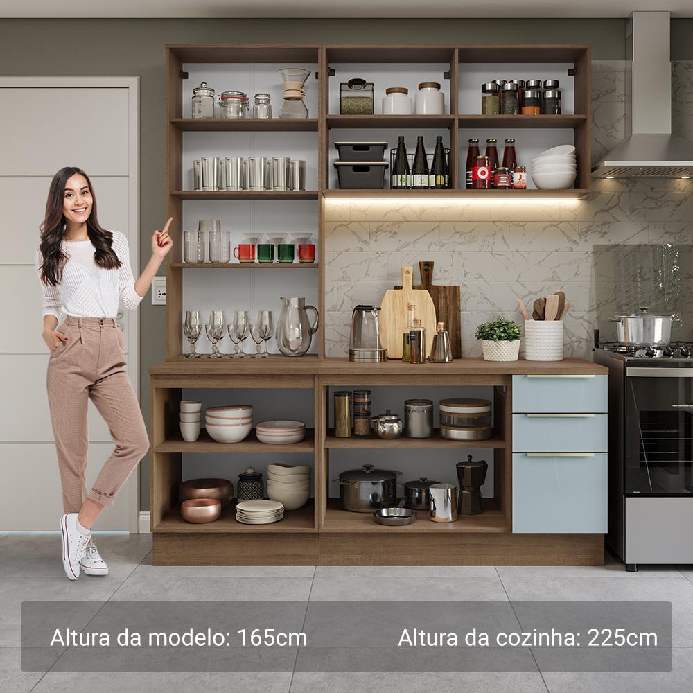 Armário de Cozinha Completa 190cm Rustic/Cinza Lux Madesa 02
