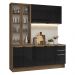 Armário de Cozinha Completa 190cm Rustic/Preto Lux Madesa 02