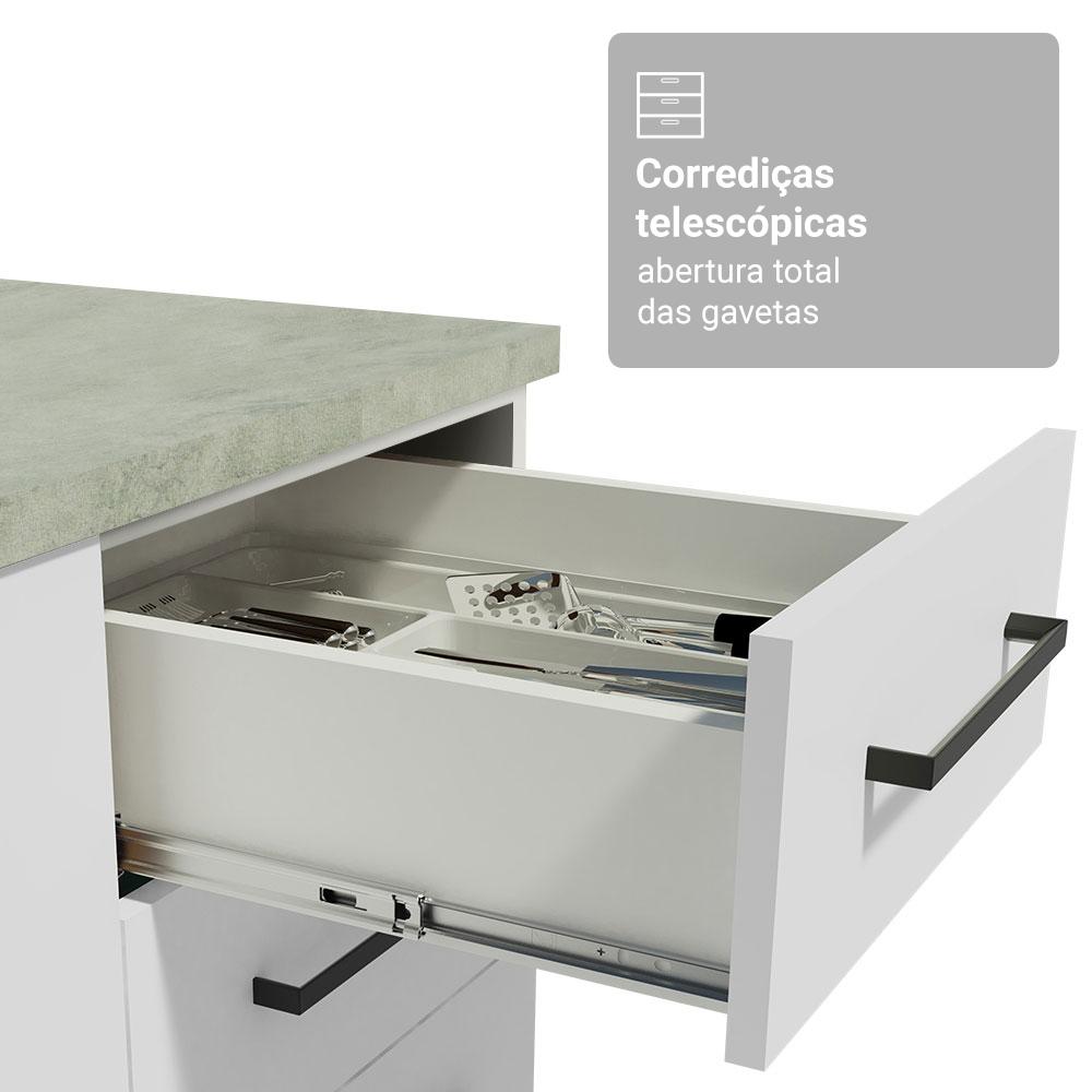 Armário de Cozinha Completa 190cm com Cristaleira Branco Agata Madesa 01