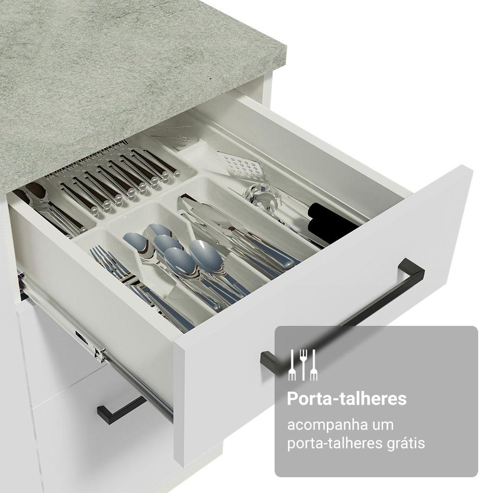 Armário de Cozinha Completa 190cm com Cristaleira Branco Agata Madesa 01