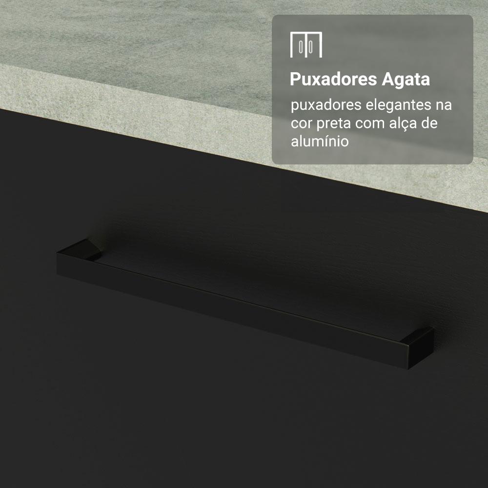 Armário de Cozinha Completa 190cm com Cristaleira Branco/Preto Agata Madesa 01