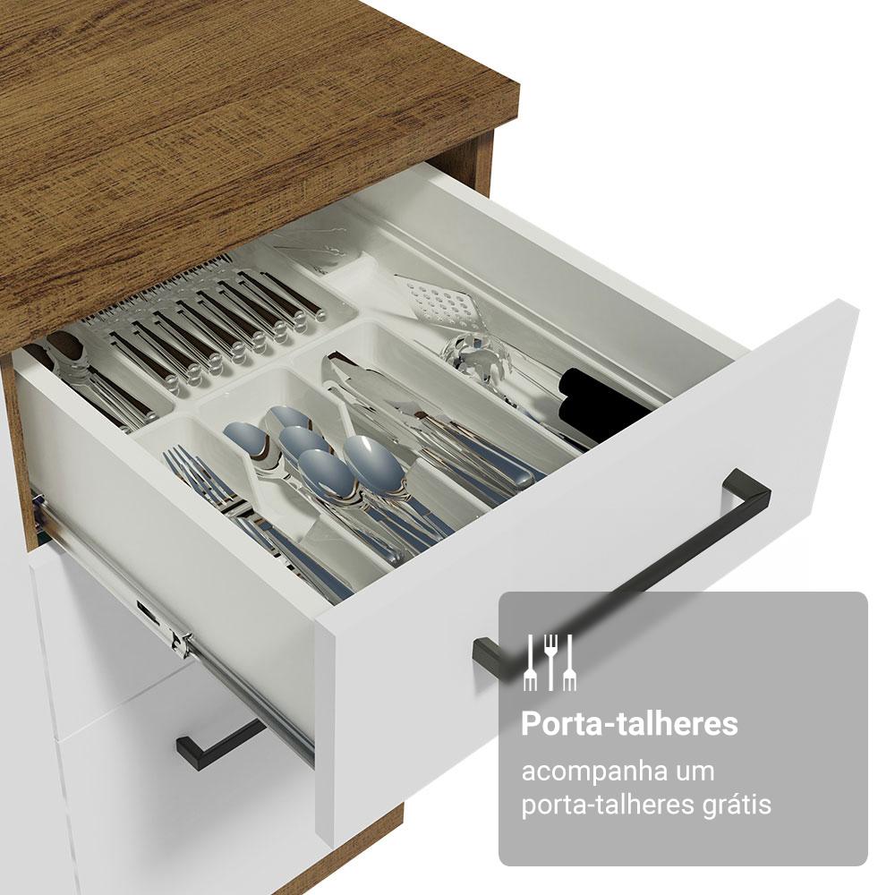 Armário de Cozinha Completa 190cm com Cristaleira Rustic/Branco Agata Madesa 01