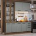 Armário de Cozinha Completa 190cm com Cristaleira Rustic/Cinza Agata Madesa 01