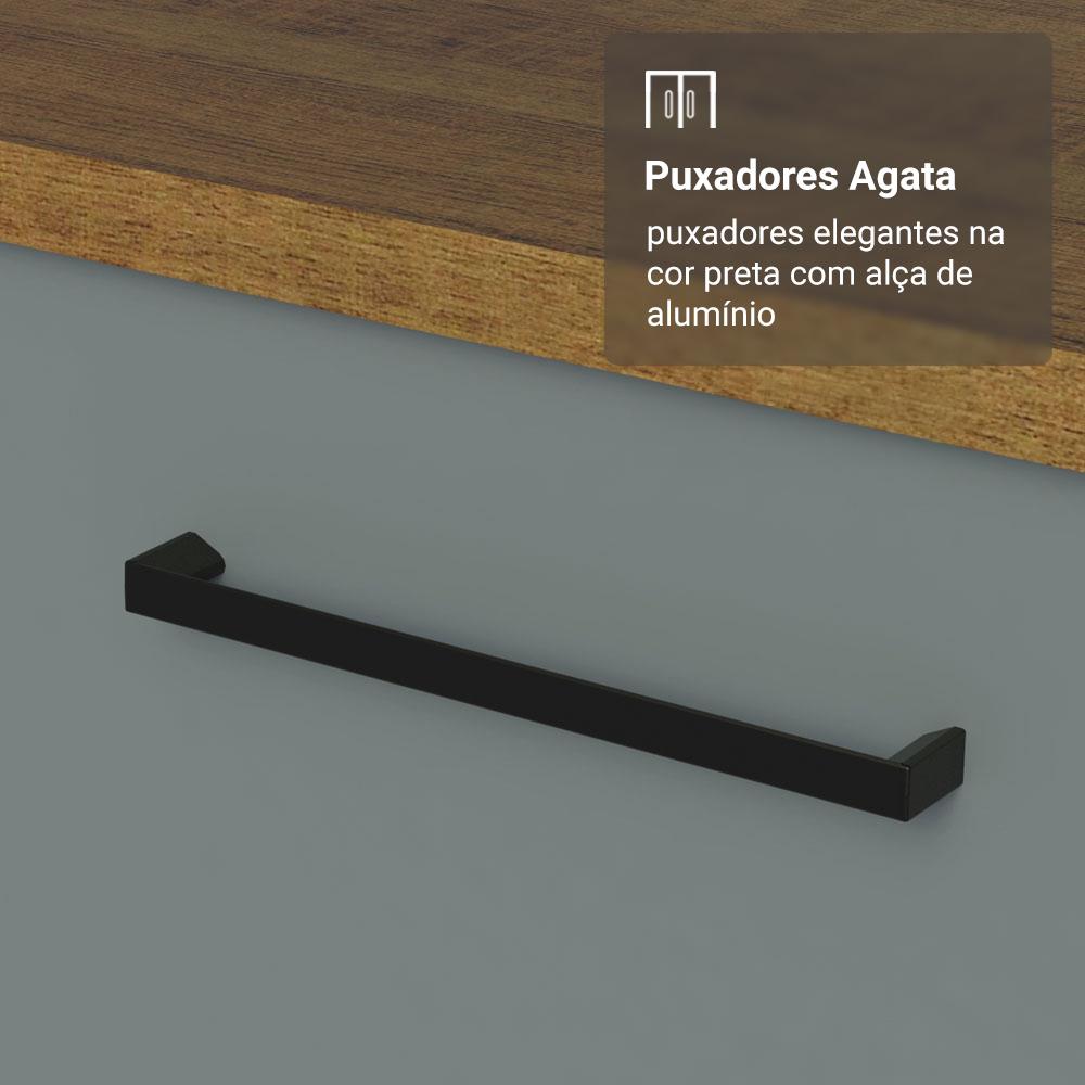 Armário de Cozinha Completa 190cm com Cristaleira Rustic/Cinza Agata Madesa 01
