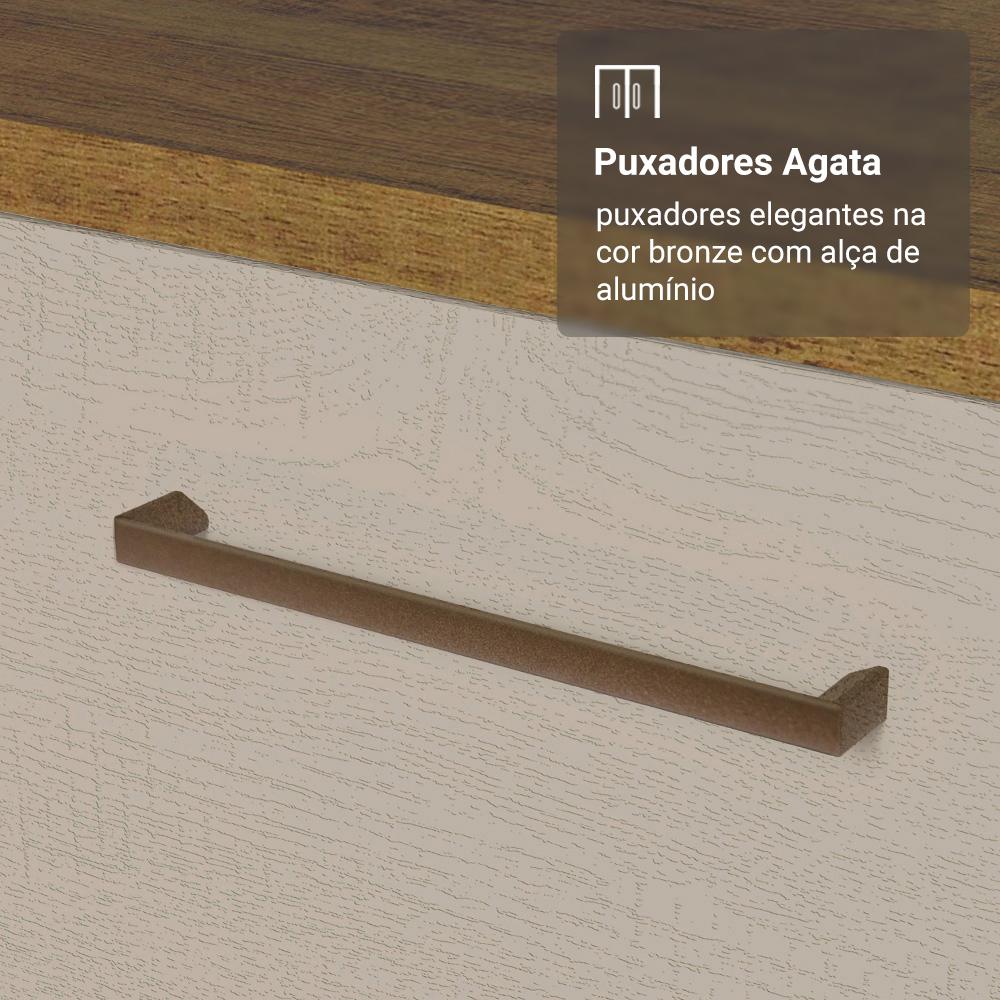 Armário de Cozinha Completa 190cm com Cristaleira Rustic/Crema Agata Madesa 01