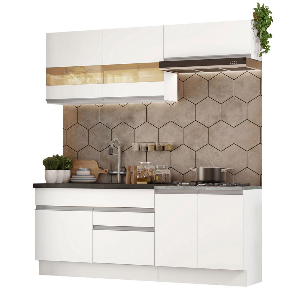 Armário de Cozinha Completa 200cm Branco Glamy Madesa 07