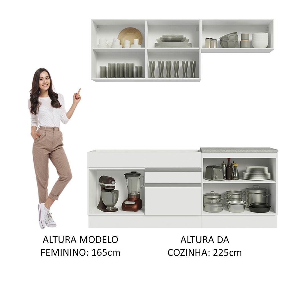 Armário de Cozinha Completa 200cm Branco Glamy Madesa 07