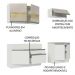 Armário de Cozinha Completa 200cm Branco/Crema Glamy Madesa 07
