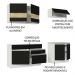 Armário de Cozinha Completa 200cm Branco/Preto Glamy Madesa 07
